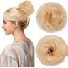 MY-LADY Chignon Finto per Capelli Veri- Cerchio Elastico Dritto Biondo - Facile Updo Naturale per Donne Ragazze 25g Riccio