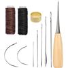 Naseom 11 PCS Set da Cucito in Pelle, Strumento per Cucire in Pelle con Filo Cerato per Cuoio Ago per Cucire a Mano Cono per Cucire Ditale, Kit di Strumenti Artigianali in Pelle per Restauro della Pelle