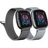 SOLOLUP 2 pezzi Cinturino in Metallo Compatibile con Fitbit Versa 4/Versa 3/ Sense 2，Cinturini di Ricambio in Metallo Magnetico Bracciale per Fitbit Versa 3/Sense 2/Versa 4 Cinturino milanese Uomo Donna，S