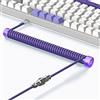 MAMBASNAKE Cavo a Spirale Tastiera Custom e Metal Aviator Cable Winder Set - Asta Fissa per Aviatore Cavi + TPU Coiled USB C Cable con Connettore Aviazione Metallo per Gaming Keyboar/Gamers - Viola