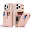 SailorTech Custodia per telefono per iPhone 14 Pro Max Supporto ad anello con cerniera per carta di credito, iPhone 14 Pro Max Custodia in pelle Portafoglio con portacarte per donne-Oro Rosa