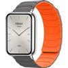 Hinnwer Cinturino Compatibile con Xiaomi Redmi Watch 6/5/4 / Xiaomi Smart Band 10 Pro/9 Pro/8 Pro, Cinturini Magnetico Silicone Sportiva per Xiaomi Band 10 Pro Grigio Arancione