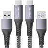 Maxonar Cavo di ricarica USB C da 2 pezzi,dati 10Gbit/s Cavo USB A per auto Android (2m/6.6ft) Cavo di trasferimento dati di ricarica rapida 3.1A USB3.2 Gen2 per Samsung S23 Note20 Z Flip5 Pixel 8