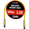 LINKUP - [Certificato GHMT e DSX8000 Cavo Connettore Ethernet Cat8 S/FTP 22AWG Cavo Solido Doppia Schermatura┃2000MHz 2GHz 40Gbit/s┃5ªGen di Rete LAN Ethernet 40G Cavi di Struttura┃Giallo┃1m (3.3ft)