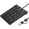 Suejezt Mini Tastierino Numerico USB, U-SB A/USB C Tastiera Numerica Ergonomico Portatile Numpad con 3 U-SB 2.0 Porte, 18 Tasti Office Calcolo per Macbook, Laptop, Notebook, Desktop, Computer, PC