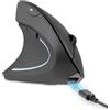 Perixx PERIMICE-713LR - Mouse verticale senza fili ricaricabile per mancini - Doppia funzione di ricarica (cavo e wireless) - 6 pulsanti - Design per mancini
