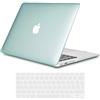 TECOOL Cover compatibile con vecchio MacBook Air 13 Pollici 2017-2010 (A1466 1369), Custodia Rigida Protettiva Sottile in Plastica Superficie Lucida e Copritastiera UE, Cristallo Verde Menta