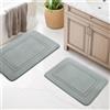 chakme Set di tappeti da bagno, 2 pezzi, morbido tappetino da bagno in memory foam, antiscivolo, lavabile, set di tappeti da bagno, per WC, doccia e vasca da bagno, grigio