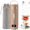 Bindokun Bollitore elettrico da viaggio piccolo, 500 ml, piccolo bollitore da viaggio, ad alta velocità, mini bollitore portatile in acciaio inox 316, chiusura automatica, per tè, caffè (Marrone)