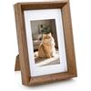 Yooyan Cornice portafoto in rovere 10 x 15 cm, con vetro temperato, piccola cornice con vetro temperato, cornice per foto in legno massiccio, adatta per schermi da parete e da tavolo (beige, 10 x 15