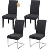 SUKAIKEQA Copri sedia da pranzo universale elasticizzato (set di 4/6/8 pezzi con schienale) per soggiorno, cucina, ufficio, sala da pranzo, coprisedia per feste, lavabile e rimovibile. (4, Grigio scuro)