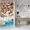 SDOTPMT 90x180cm Giapponese Tende Doccia Giappone Oceano Fuji Montagna Rosso Sole Ciliegio Fiori Bianco Crane Asiatico Giapponese Tradizionale Ukiyo-e Art Tende da bagno con ganci