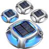 Quntis Luci Solari Segnapasso LED Esterno Solare Alluminio, Portata di 20T, IP68 Impermeabile Luce Solari da Giardino Blu + Bianca per Sentieri Piscina Scale Marciapiede Vialetto Ponte Dock Molo