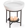Bighan Bruciatore a Olio in Metallo e Ceramica, Brucia Essenze, Lampade Aromaterapia, Ceramica Elegante, Scalda Cera per Candele, Diffusori Candle, Casa Decorazioni per la Camera da Letto, Nero