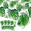 TJYJOY 4 pezzi monouso Hawaii foglie di palma, tovaglia verde Monstera, rettangolare, impermeabile, tropicale, giungla tropicale, per feste di compleanno, piscina, decorazioni per la piscina, 130 x 220 cm