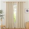 PONY DANCE Tende Lino per Interni Filtro Luce Tende Semitrasparenti con Anelli per Salotto Eleganti Linen Curtains Soggiorno Moderne 2 Pezzi L 140 x A 280 CM, Cachi Chiaro