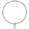 Jewels BY Leonardo Bracciale Ciao Noemi, Bracciale Elastico in Acciaio Inox Color Argento, Piccolo Ciondolo a Forma di Cuore Tempestato di Piccoli zirconi di Lunghezza 19,5 cm, Gioiello da Donna
