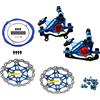 NYK Zoom - Set di calibri per freni a disco idraulici per bicicletta, anteriore e posteriore, linea di trazione HB-100, con rotore flottante e cavo (Blu)