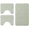 Corredocasa Set 3 Pezzi Tappetini da Bagno Antiscivolo in Memory Foam Morbidi e Assorbenti con Disegno Cuori - Tappeto Grande 2 Contorno WC - Vari Colori Eleganti per Arredo Bagno (Crema)