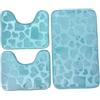 Corredocasa Set 3 Pezzi Tappetini da Bagno Antiscivolo in Memory Foam Morbidi e Assorbenti con Disegno Cuori - Tappeto Grande 2 Contorno WC - Vari Colori Eleganti per Arredo Bagno (Tiffany)