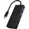 ICY BOX USB Hub with USB-C Connector And Power Delivery, USB 3.0, Integrated Cable, Aluminium, PD 60 Watt, Black