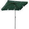 EasyComfort Ombrellone da Giardino Rettangolare 2x1.3m con Inclinazione Regolabile e Palo in Alluminio, Verde e Nero