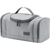 Outplea Borsa da Toilette per Uomo, Piccola Beauty Case da Viaggio con Manico, Impermeabile Organizer Portatile per Accessori da Barba Toilettes Viaggio, Grigio