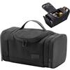 Outplea Borsa da Toilette per Uomo, Piccola Beauty Case da Viaggio con Manico, Impermeabile Organizer Portatile per Accessori da Barba Toilettes Viaggio, Nero