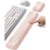 MEATANTY Tappetino mouse con poggiapolsi & poggiapolsi tastiera - Set ergonomico in schiuma memory, morbido, traspirante, antiscivolo, confortevole accessorio per scrittura & gaming, design oro champa