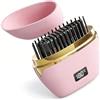 AHYDFSR Mini Pettine Lisciante, 2-in-1 Spazzola Lisciante Portatile, Mini Piastra per Capelli, Controllo Temperatura 3 Velocità, Pettine Lisciante per Leggero E Portatile (Rosa)