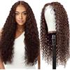 Shoaiye Parrucche Capelli Veri 13x4 Curly Wave Human Hair Wig Lace Front Parrucca Donna Umani Glueless Wear and Go Pre Plucked Free Part Unprocessed Color Chocolate Brown 30 Inch