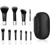Ajcotahm Set di 10 mini pennelli da trucco da viaggio, con custodia, setole sintetiche di alta qualità, kit di pennelli da trucco portatili, con funzione completa, per fondotinta, correttore, fard, ombretto