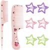 Cosysparks Bambini Pettine Capelli Ragazze, 2 Pz Carino Spazzola Bambini Con 6 Pz Clip per Capelli Spazzola Capelli Ricci Pettine di Plastica Piccolo Portatile Mini Pettine per Capelli per Bambinis (Pesca)