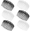 COMNICO 6 pettini laterali per capelli francesi, accessori per capelli da donna, in plastica, fermagli decorativi per capelli, 3 colori, per velo da sposa, denti (nero, bianco)
