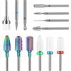 Depvko Set di 13 punte fresa unghie professionale, 3/32 punte per fresa unghie Nail Tech, metallo duro diamante in ceramica Efile punta fresa cuticole con spazzola per manicure pedicure, salone casa