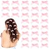 WY LIGHTING LEVEL 30 mini fermagli per capelli, graziosi fiocchi per capelli, in raso, graziosi tinta unita, piccoli fermagli per capelli, per donne, ragazze, bambini, matrimoni, feste (rosa)