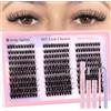 WENDY LASHES Kit Extension Ciglia Finte Ciuffetti 60D, Lunghezze Miste 9-16mm Curl D, Include Bond & Seal, Pinzette e Spazzola, Set Completo per Ciglia Finte Naturali a Casa