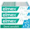 Elmex - Dentifricio Sensitive 12x75ml (Consegna in 48 Ore), Dentifricio per Denti Sensibili, Protezione delle Gengive, Protezione contro la Carie, Sollievo dal Dolore ai Denti