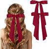 Qianyu 2 pezzi di fiocchi per capelli in tessuto francese rosso grande fiocco fermaglio per capelli con fiocco morbido in raso per capelli fiocco in metallo per carnevale donne ragazze (rosso)