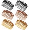 COMNICO 6 pettini laterali per capelli francesi, accessori per capelli da donna, in plastica, fermagli decorativi per capelli, 3 colori, per velo da sposa, pettini per capelli per acconciature