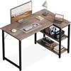 Coleshome Scrivania Angolare, 100x70 cm Scrivania Ufficio con Scaffali di Stoccaggio Reversibile, Scrivanie PC Salvaspazio, Piccola Scrivanie Adatta per l'ufficio Domestico, Grigio