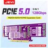 JEYI Adattatore JEYI 3 in 1 da M.2 NVME a PCIE/M.2 SATA SSD a SATA III/mSATA a SATA, Convertitore PCIe 5.0/4.0 per SSD NVMe NGFF e mSATA