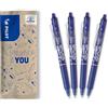 PILOT - Set di 4 FriXion Ball Clicker 07 - Penna Cancellabile Termosensibile - Penna roller retraibile e Ricaricabile - Blu - Punta Media
