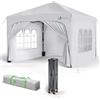 VOUNOT® Gazebo Pieghevole 3x3m Impermeabile, Tenda Esterno Resistente con 4 Pareti Laterali, 4 Sacchi di Sabbia e Sacca di Trasporto, Padiglione Pop up da Giardino, Bianco