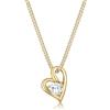 Elli Collana con Pendente da Donna in Oro Giallo 14K con Zirconia Cubica Bianca