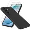 WFTE Cover per Samsung Galaxy S26 Plus con 2 Pezzi Vetro Temperato Silicone Liquido Custodia Protettiva, Antiscivolo Cellulare Ultra Sottile Antiurto Morbido Case per Samsung S26+ - Nero