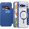 IMEIKONST Cover Magnetica per Google Pixel 10 Pro XL con Scomparto per Carte, [Compatibile con MagSafe] [Blocco RFID] Custodia Portafoglio Trasparente Case per Google Pixel 10 Pro XL. Blu Scuro JDCX