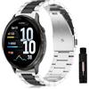 SumRioo 22mm Cinturino per Garmin Forerunner 265/255/255 Music, Orologio in Metallo in Acciaio Inossidabile per Vivoactive 4/Venu 3/Venu 2 - Argento/Nero