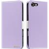 Butnyeoe Cover per iPhone SE 2022/SE 2020 Case,Custodia iPhone 8/7 Libro,Trama Litchi PU Pelle Protettiva Portafoglio Flip/Folio Wallet Case Con Slot per Schede e Magnetica Supporto,Viola Chiaro