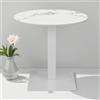 LIBEROSHOPPING Tavolo pub ristorante bar rotondo 70 cm Top esterno effetto Marmo Bianco base bianca H 75 - LIBEROSHOPPING